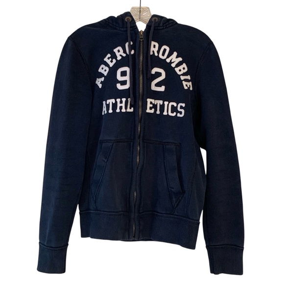 Abercrombie & Fitch A&F Navy Zip-up Hoodie Jacket Men’s Guy’s Medium - Picture 1 of 8